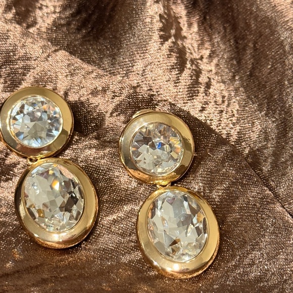 Gold and Silver Crystal Drop Earrings - Picture 4 of 6